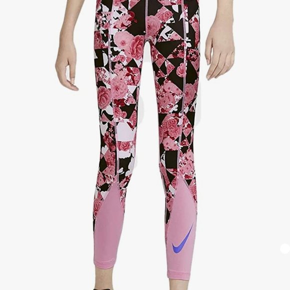 Nike One Big Girl's Training Tights Pink/Royal Pulse Large - Picture 7 of 7